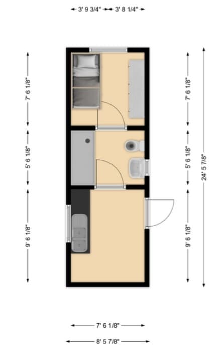 Wood Cabin - 24.5 x 8.5 ft