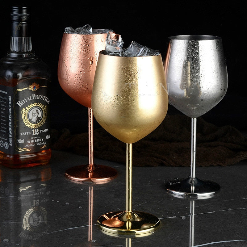 stainless steel copper plated single-layer goblet cocktail glass 500 ml wine glass champagne glass