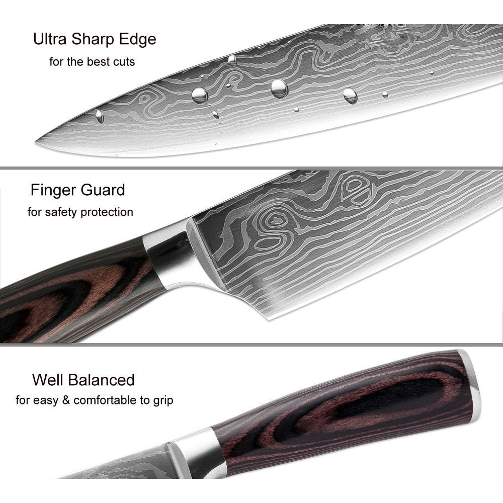 Stainless steel kitchen knives set Japanese chef knife