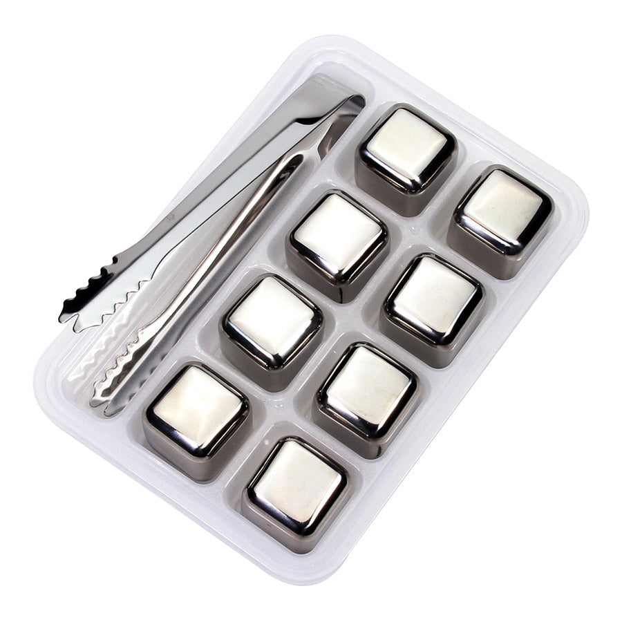 Stainless Steel Ice Cubes, Reusable Chilling Stones for Whiskey Wine