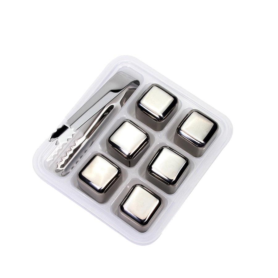 Stainless Steel Ice Cubes, Reusable Chilling Stones for Whiskey Wine