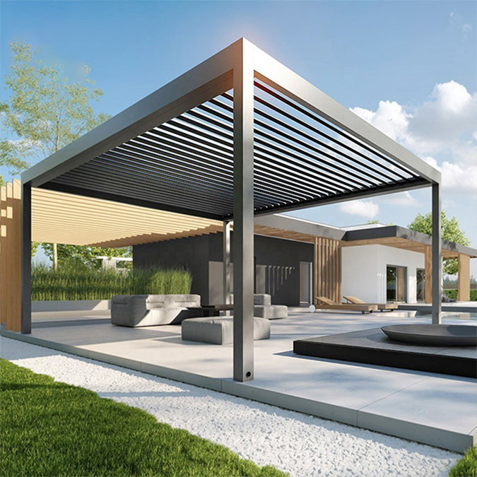 Garden Modern Aluminum Waterproof Pergola Covers Louver Roof Pergola - 96sqft