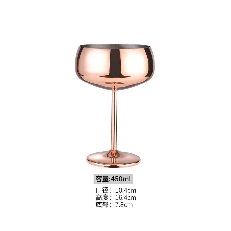 stainless steel copper plated single-layer goblet cocktail glass 500 ml wine glass champagne glass