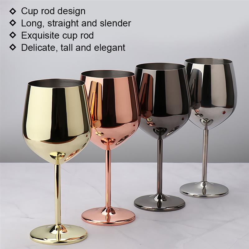 Stainless Steel Goblet Champagne Cup Wine Glass Cocktail Glass