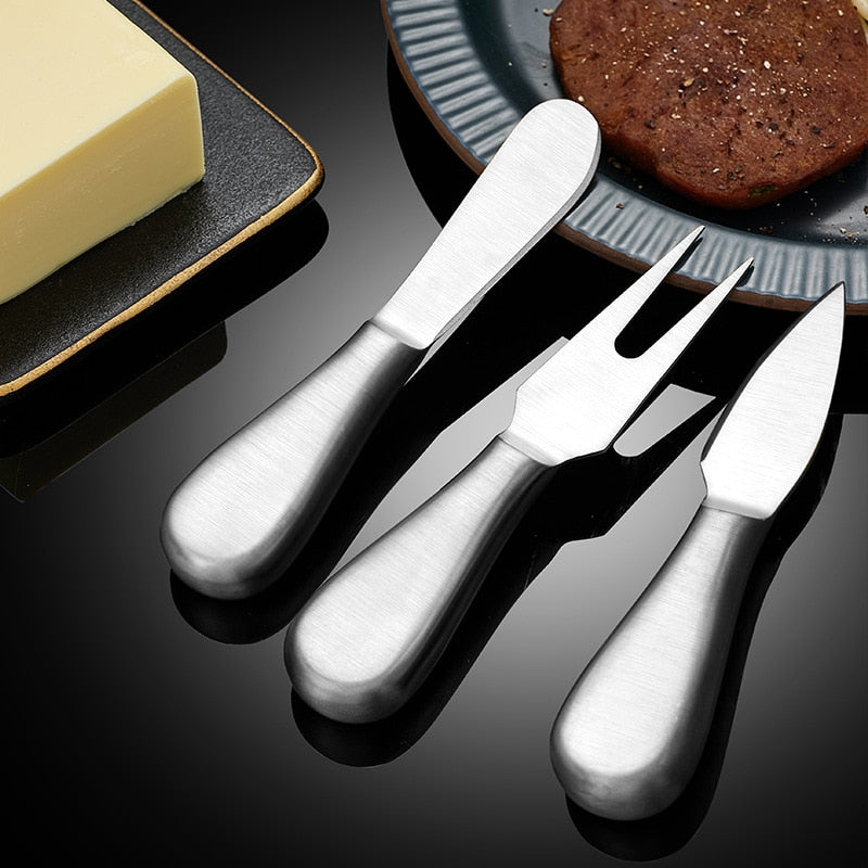 Golden Silver Stainless Steel Butter Cheese Knife Fork