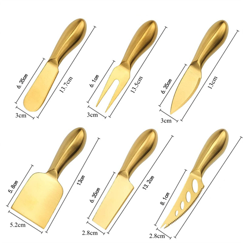 Golden Silver Stainless Steel Butter Cheese Knife Fork