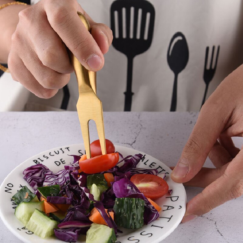 Golden Silver Stainless Steel Butter Cheese Knife Fork