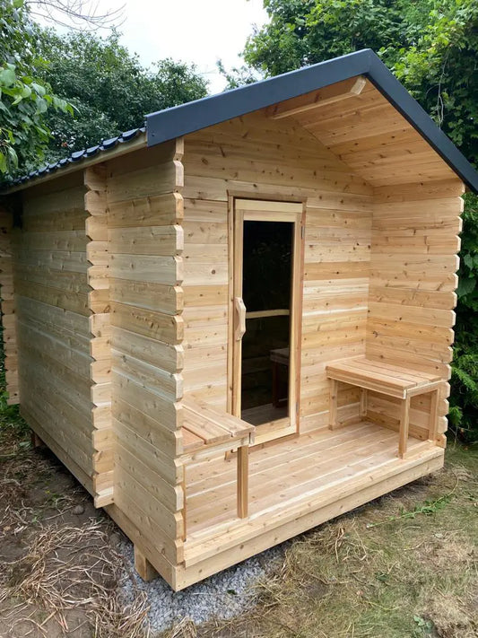 Log Cabin Sauna SA07 - 8 x 8H - Knotty Red Cedar