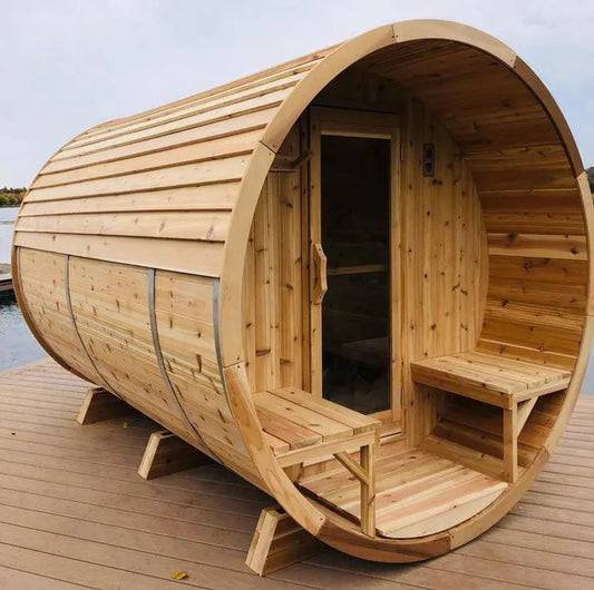 Barrel Sauna SA02 - 7 x 10 h - 4-6 person - knotty red cedar